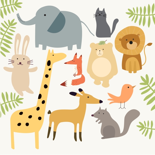 10款可爱动物设计矢量素材