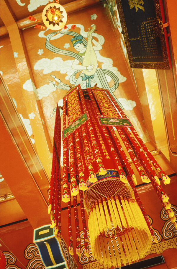 香港寺庙里的飞天壁画图片