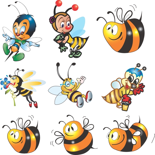 卡通昆虫动物蜜蜂矢量
