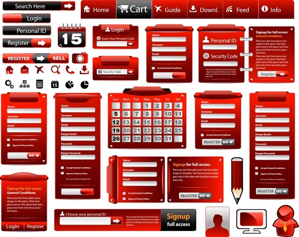 红色网页元素设计