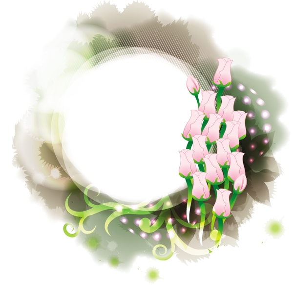 粉色花苞和圆圈背景