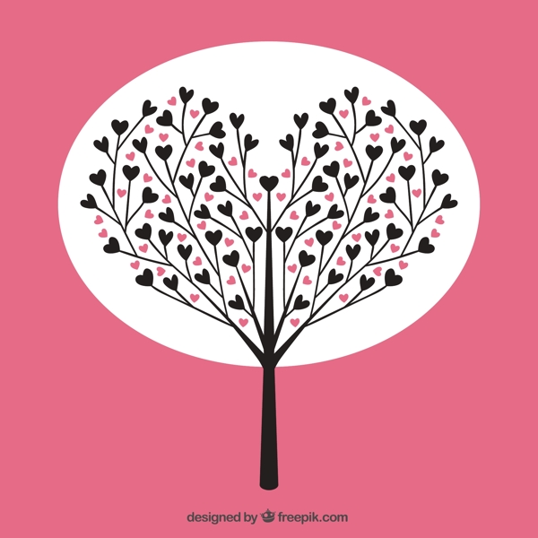 创意爱心枝杈树木设计矢量素材