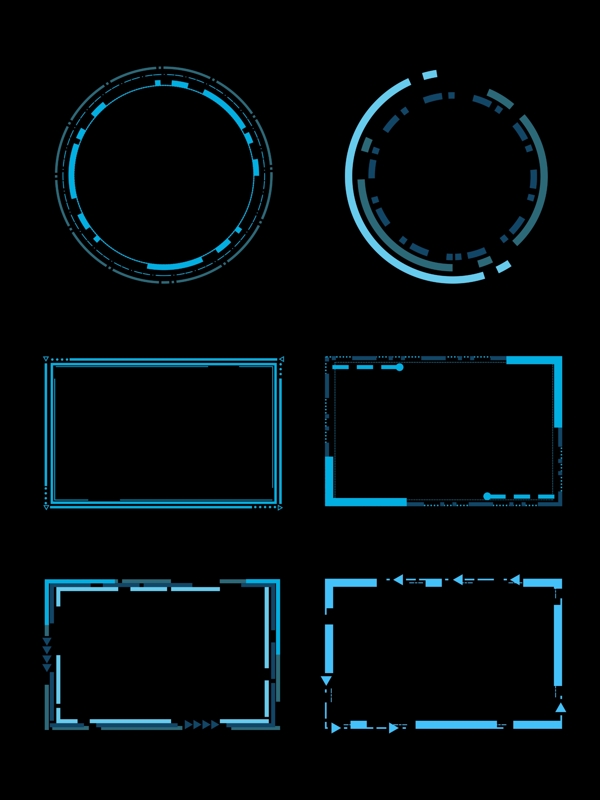 科技边框蓝色几何边框方框圆框对话框可商用