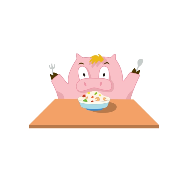 简约猪年卡通猪形象表情包可爱卡通吃饭