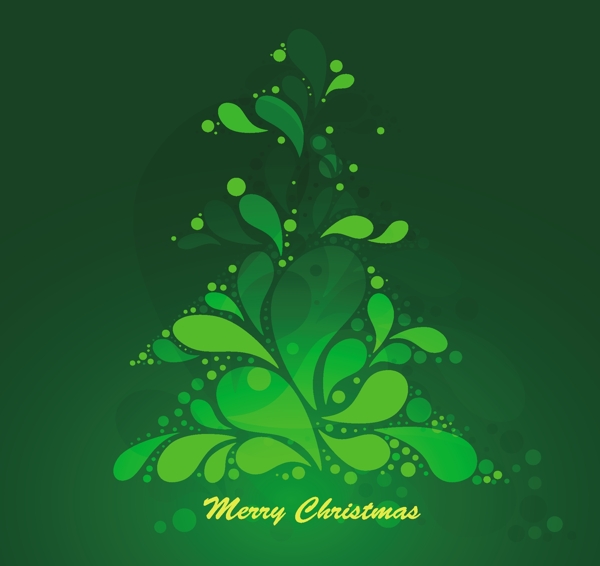 绿色梦幻花纹圣诞树图片