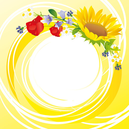 黄色圆背景矢量图形的花