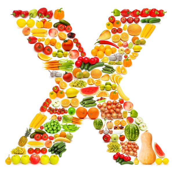 蔬菜水果组成的字母X图片