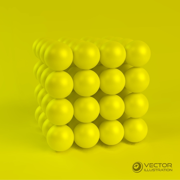 黄色圆球组成的立方体