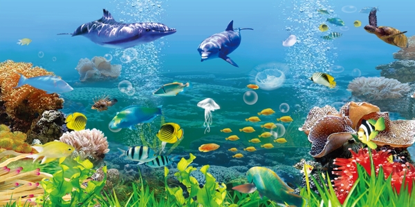 海底世界幼儿园背景鲸鱼