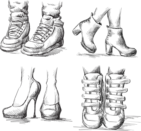 女鞋设计草图矢量素材