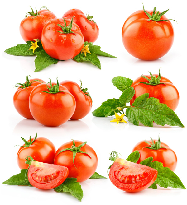 红色西红柿与叶子图片