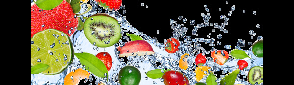 飞溅的水和水果免抠png透明图层素材