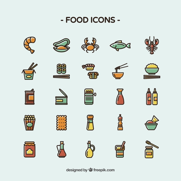 不同的食物图标