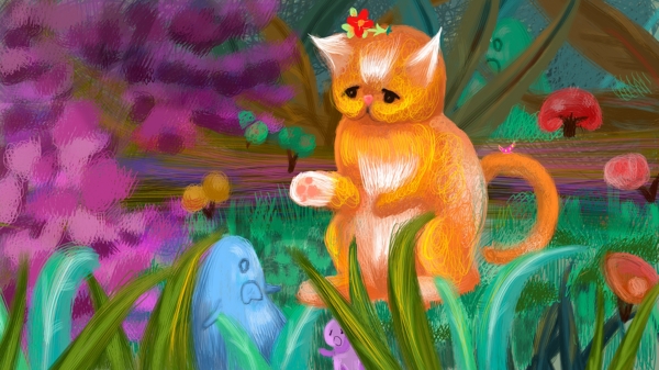 猫咪与森林小精灵