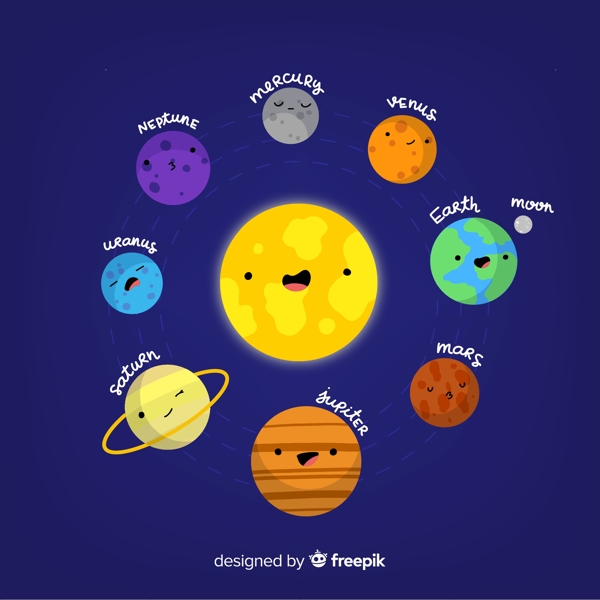 可爱太阳系行星矢量素材