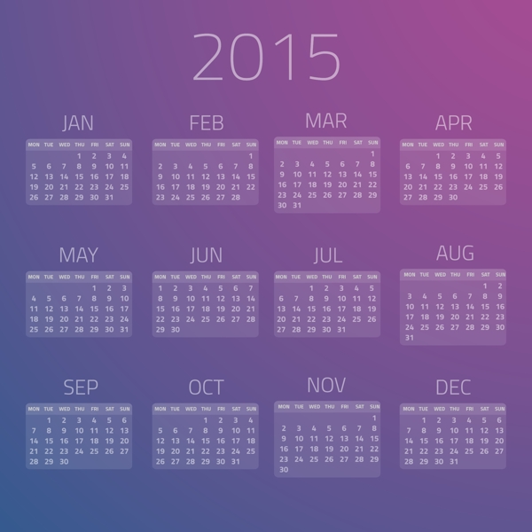 2015新年日历矢量素材