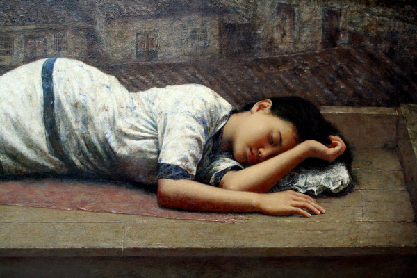油画睡觉的人物图片