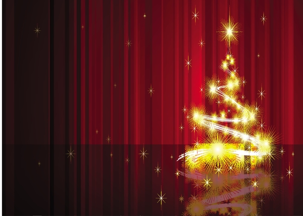 圣诞树装饰花哨闪亮的名片模板矢量