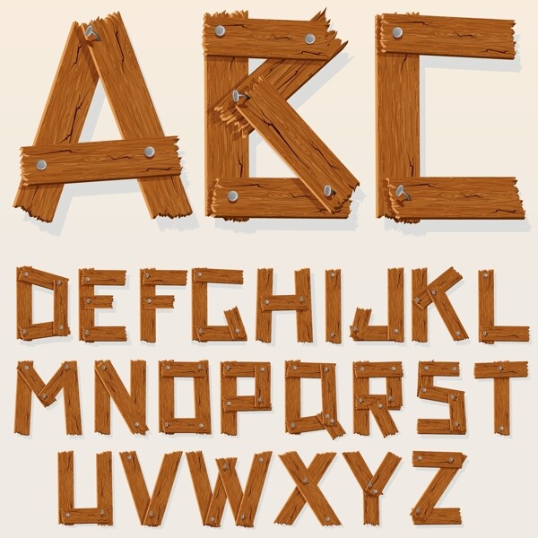 木制字母矢量素材1