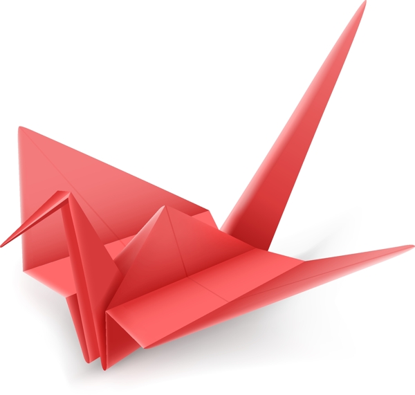 纸鹤折纸红鸟矢量图