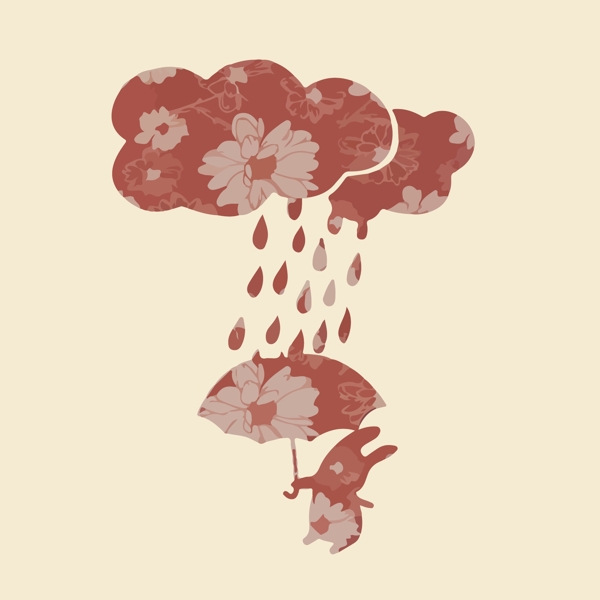 印花矢量图生活元素云雨雨伞免费素材