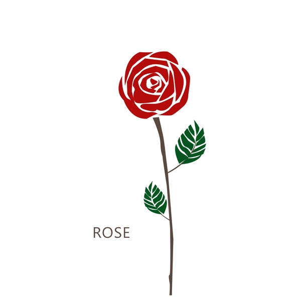 手绘玫瑰花扁平可商用元素