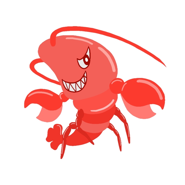 红色的龙虾装饰插画