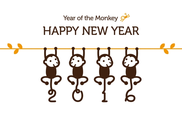2016年可爱猴子贺卡矢量素材