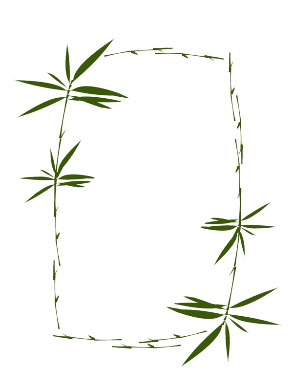 绿色春天竹叶手绘边框