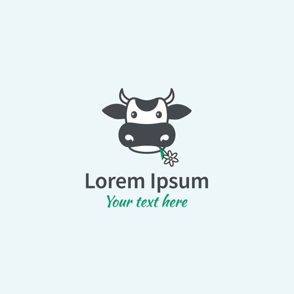 动物logo设计矢量刁花的牛