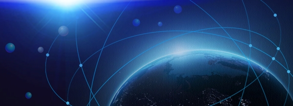 科技科幻前卫商务粒子线条星球轨道深蓝色