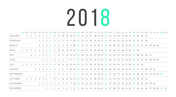 2018年简约日历矢量素材