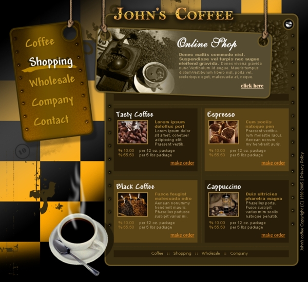 咖啡网店另类网页模板图片