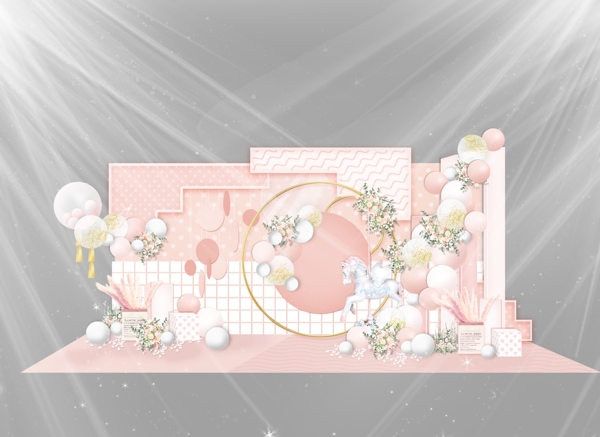 浪漫粉色婚礼背板图片