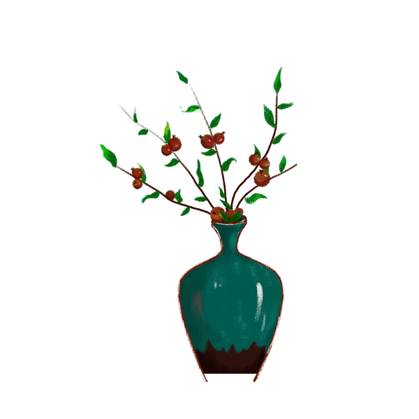 复古花瓶植物写实设计可商用元素