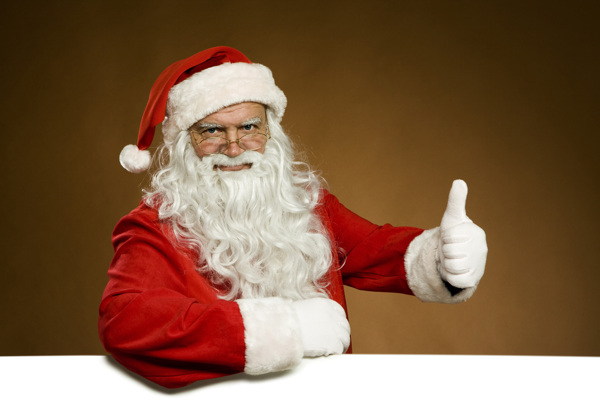 竖大拇指的圣诞老人图片