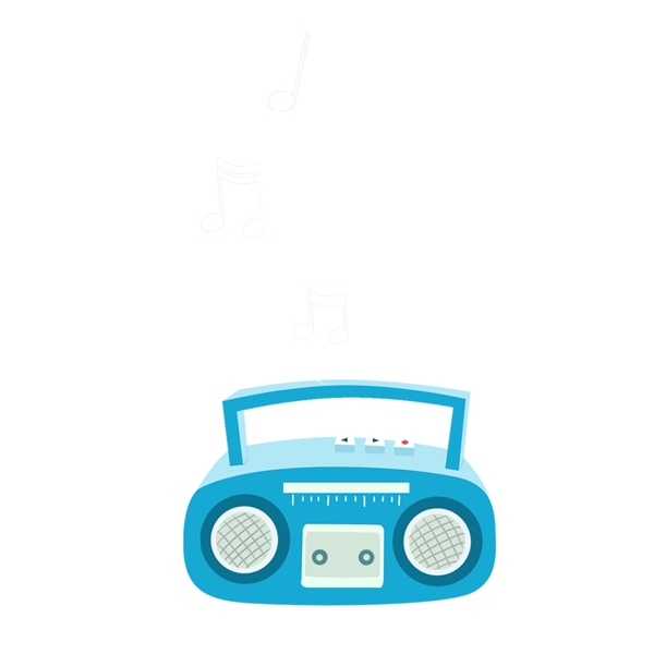 卡通一个蓝色的收音机设计