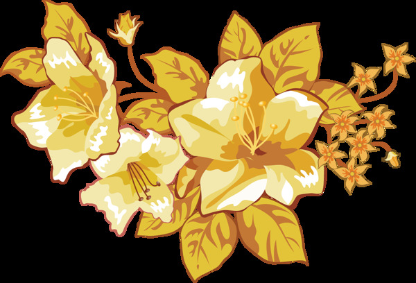 金色花朵png元素