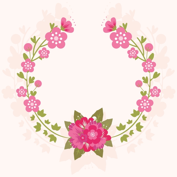 粉红色花卉花边边框矢量素材