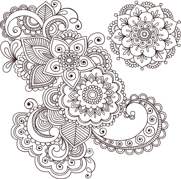精美古典花卉纹样设计矢量素材