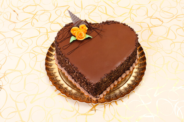 唯美心形巧克力蛋糕图片