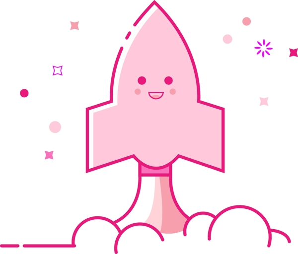 MEB风格粉色火箭加速手绘矢量小图标