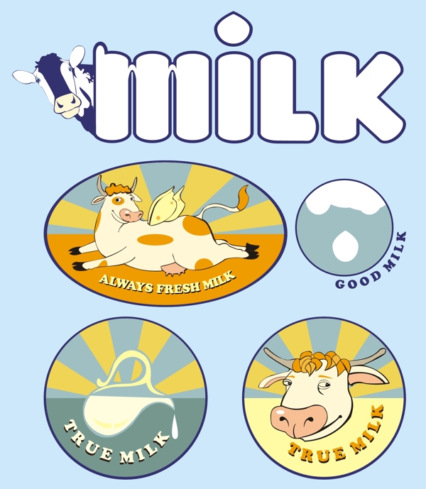 创意牛奶标签图案