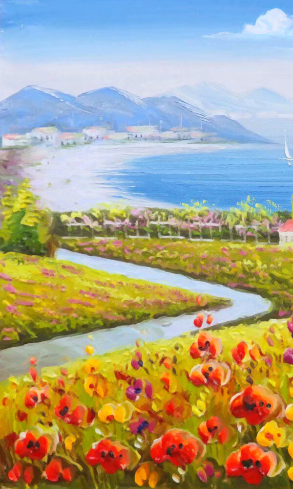 竖版地中海风景画