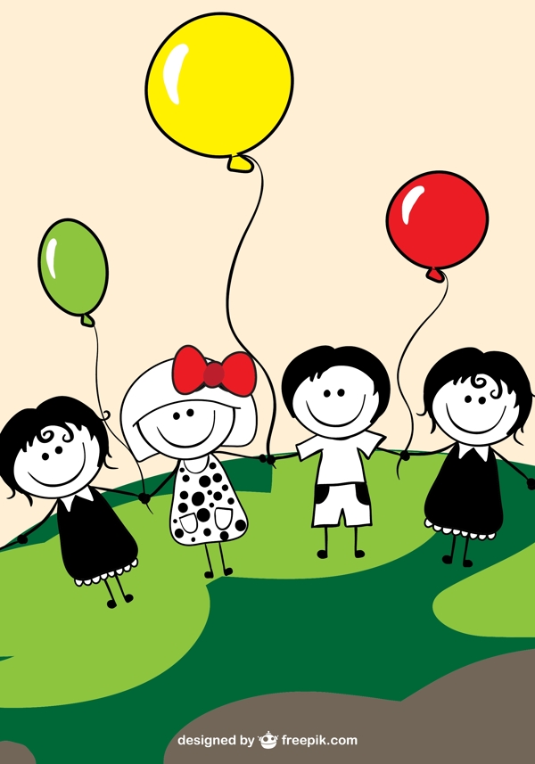 儿童和气球载体
