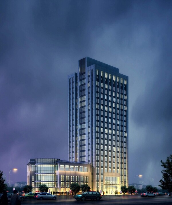 公建办公楼夜景效果图图片