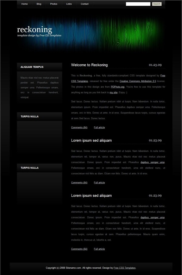 黑色幽灵BLOG网页模板