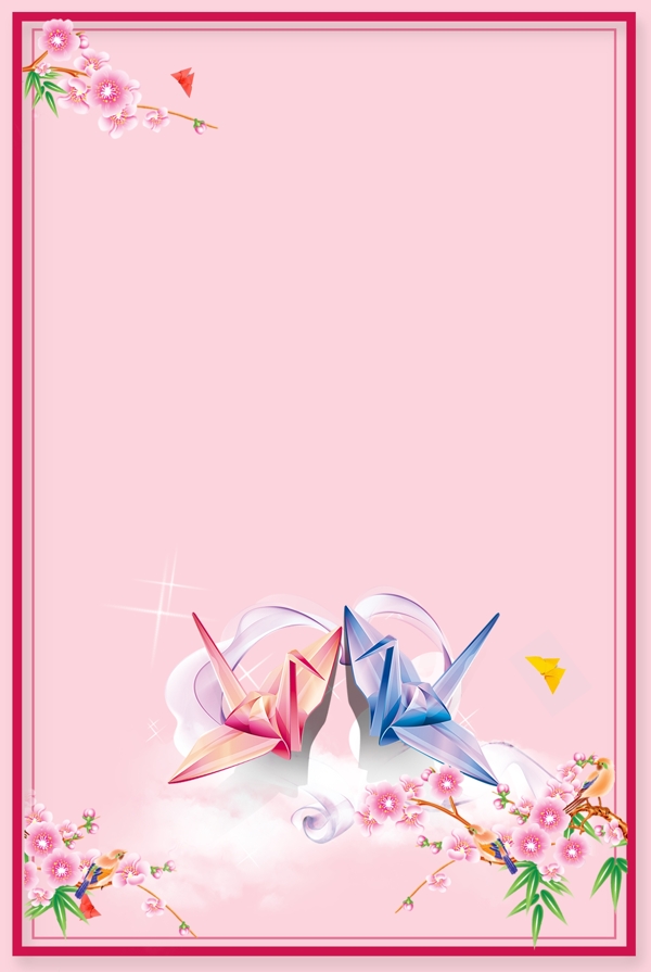 粉色千纸鹤背景