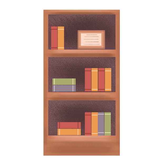 手绘书柜书架和书本设计元素