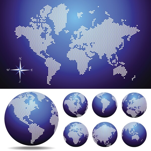 世界地图和地球
